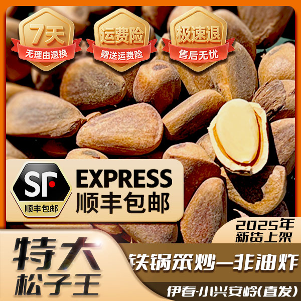 铁锅笨炒（特大松子王）2025年东北小兴安岭原味开口红松子非油炸