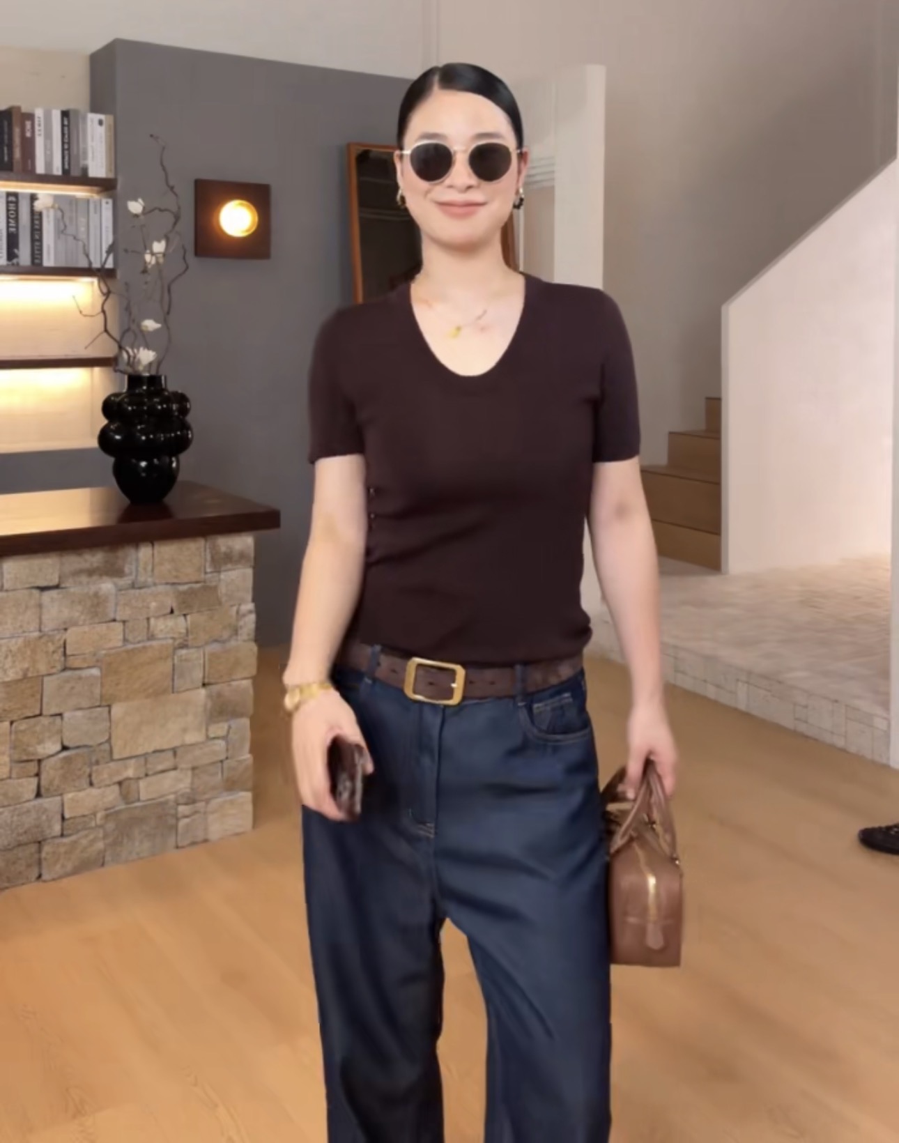 【YILI显瘦女装】清爽小众轻奢简约纯色套头针织衫短袖 Y0915