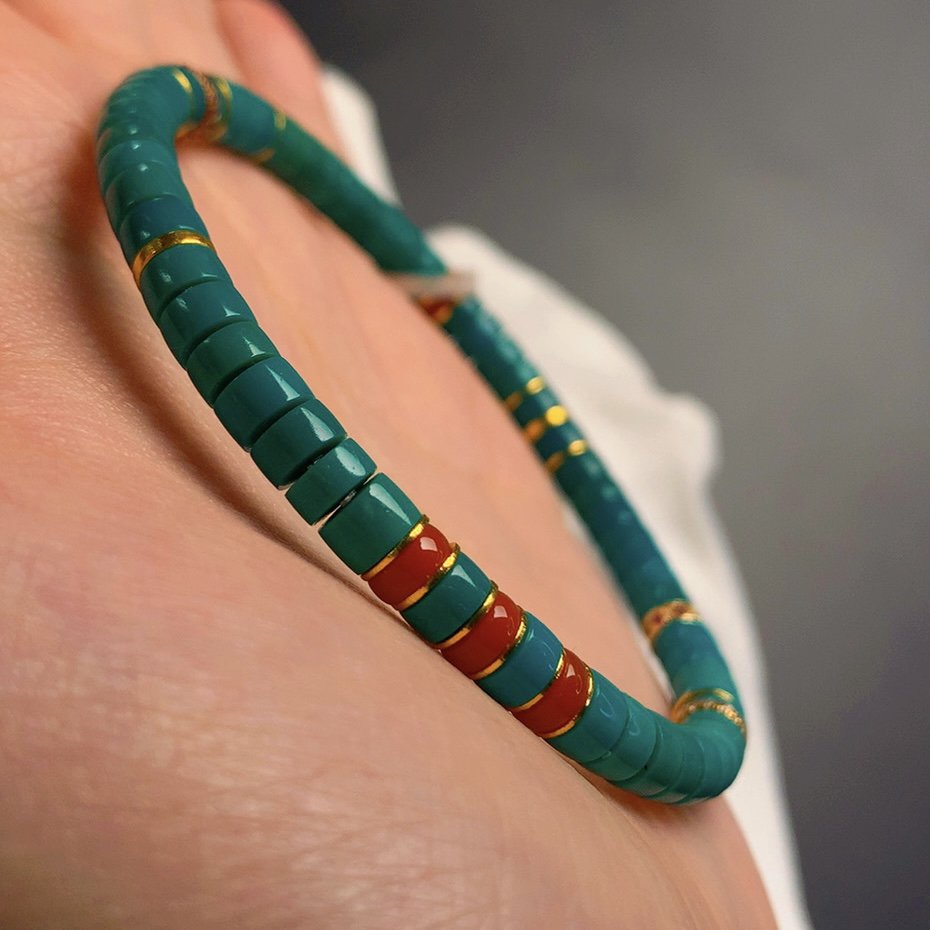 原矿精品绿松石直切手串5m11.47g