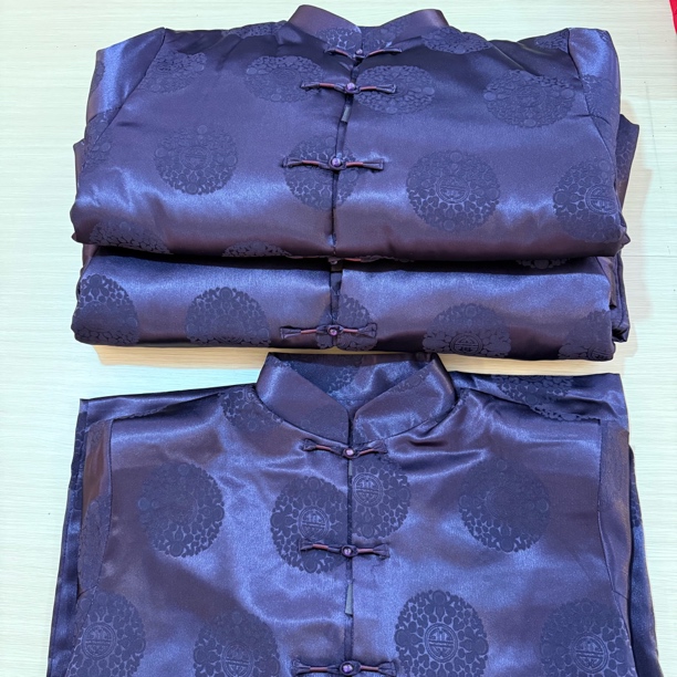 男士高档仿真丝全套提花唐装新中式中国风百年服老人冲喜服装