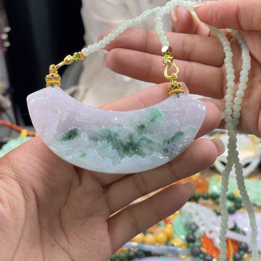 翡翠颈饰未镶嵌代编织