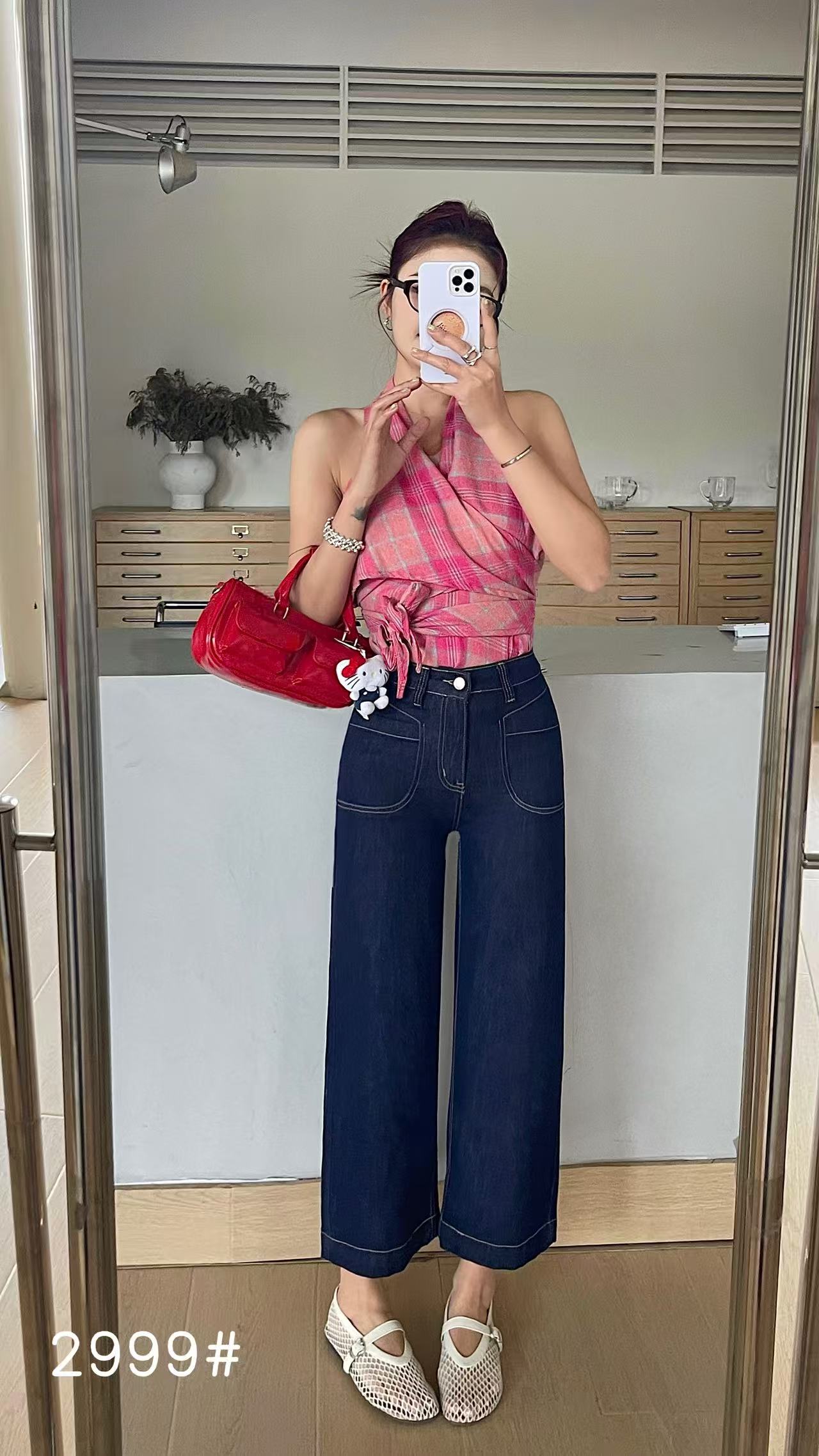 2999薄款八分裤喇普洗蓝水洗常规牛仔裤