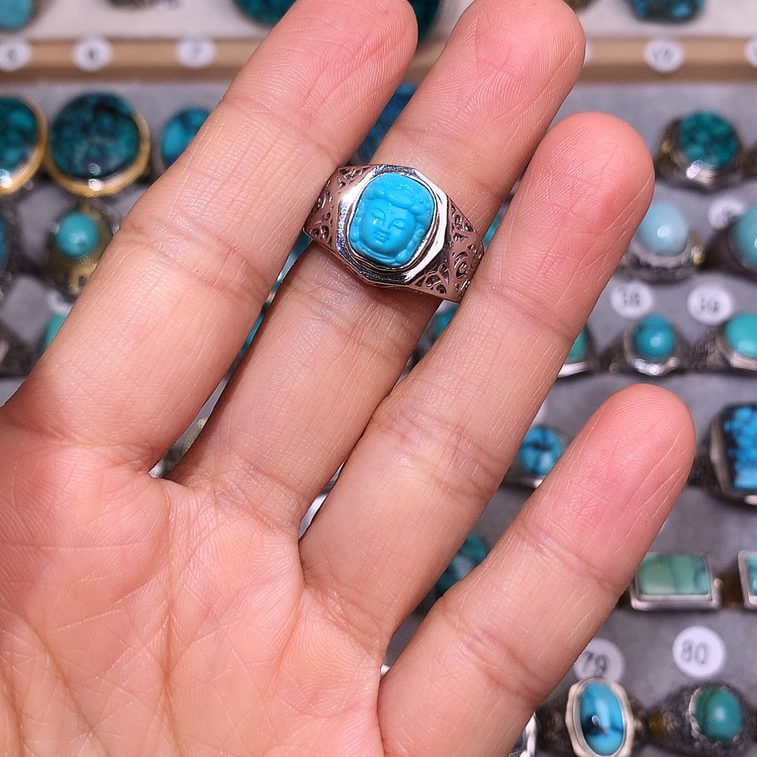 绿松石挂件银S925镶嵌