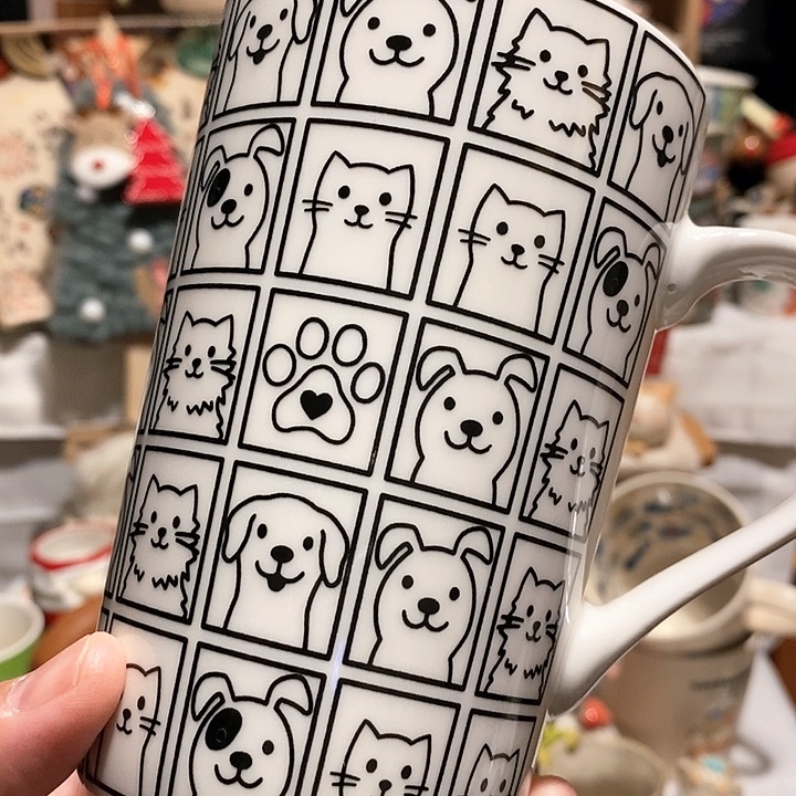 搪瓷猫狗合影马克杯