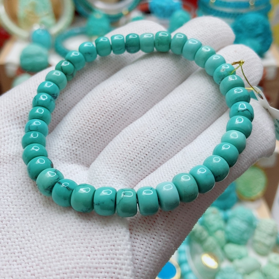 绿松石未镶嵌老型手串6.8m