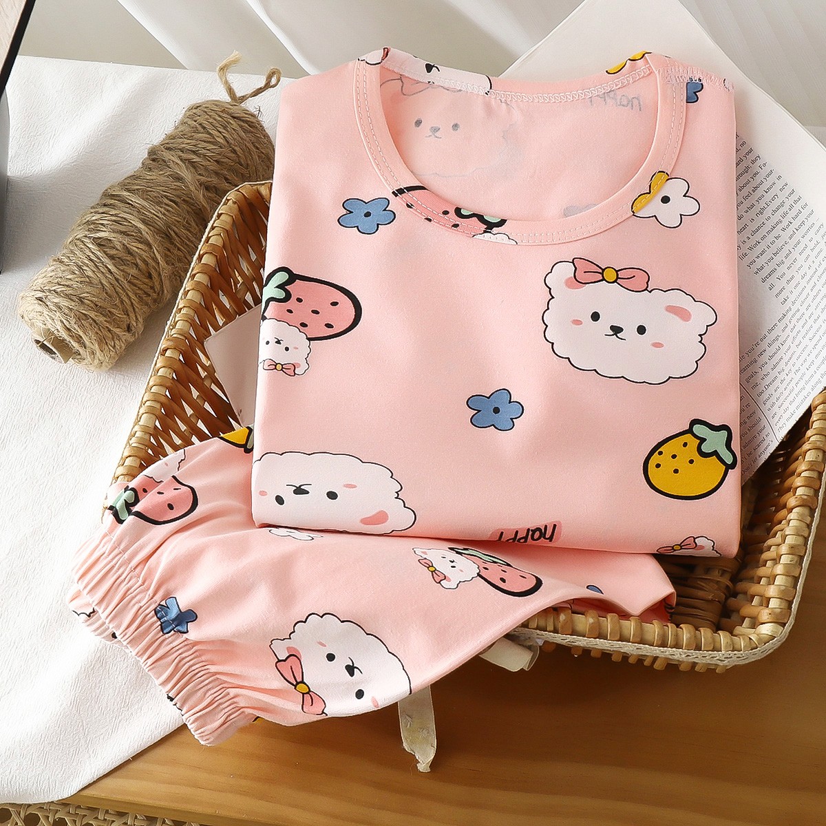 儿童内衣套装纯棉无骨中大童秋衣秋裤莱卡睡衣女童宝宝棉毛衫家居