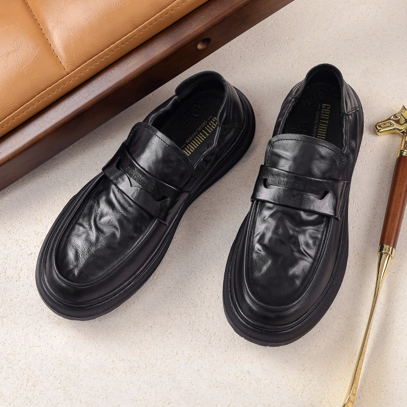 头层牛皮男士皮鞋新款休闲百搭一脚蹬乐福鞋潮流时尚商务男鞋8922