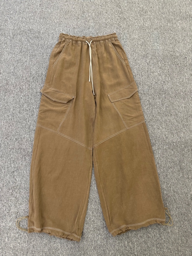 日系工装裤口袋长裤中腰休闲裤潮流宽松水洗美式百搭