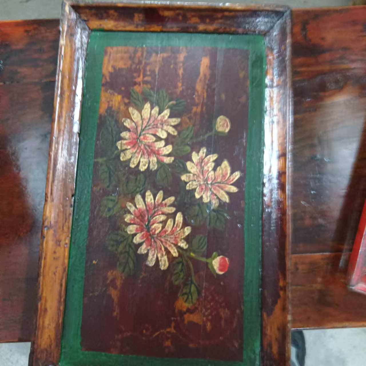 带花长方形老托盘