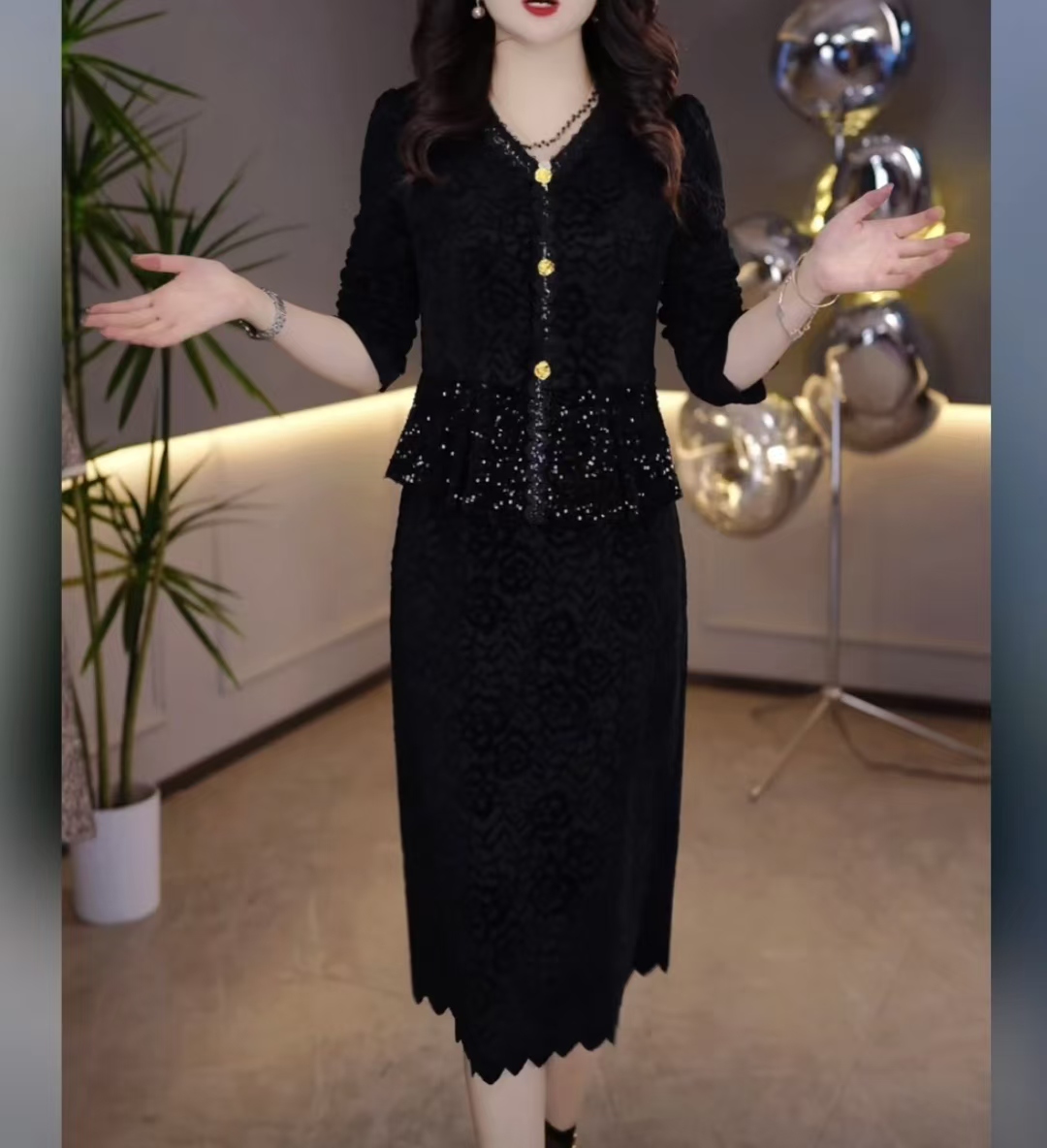 A016 秋冬装新款名媛静奢风时尚修身显瘦洋气减龄百搭连衣裙