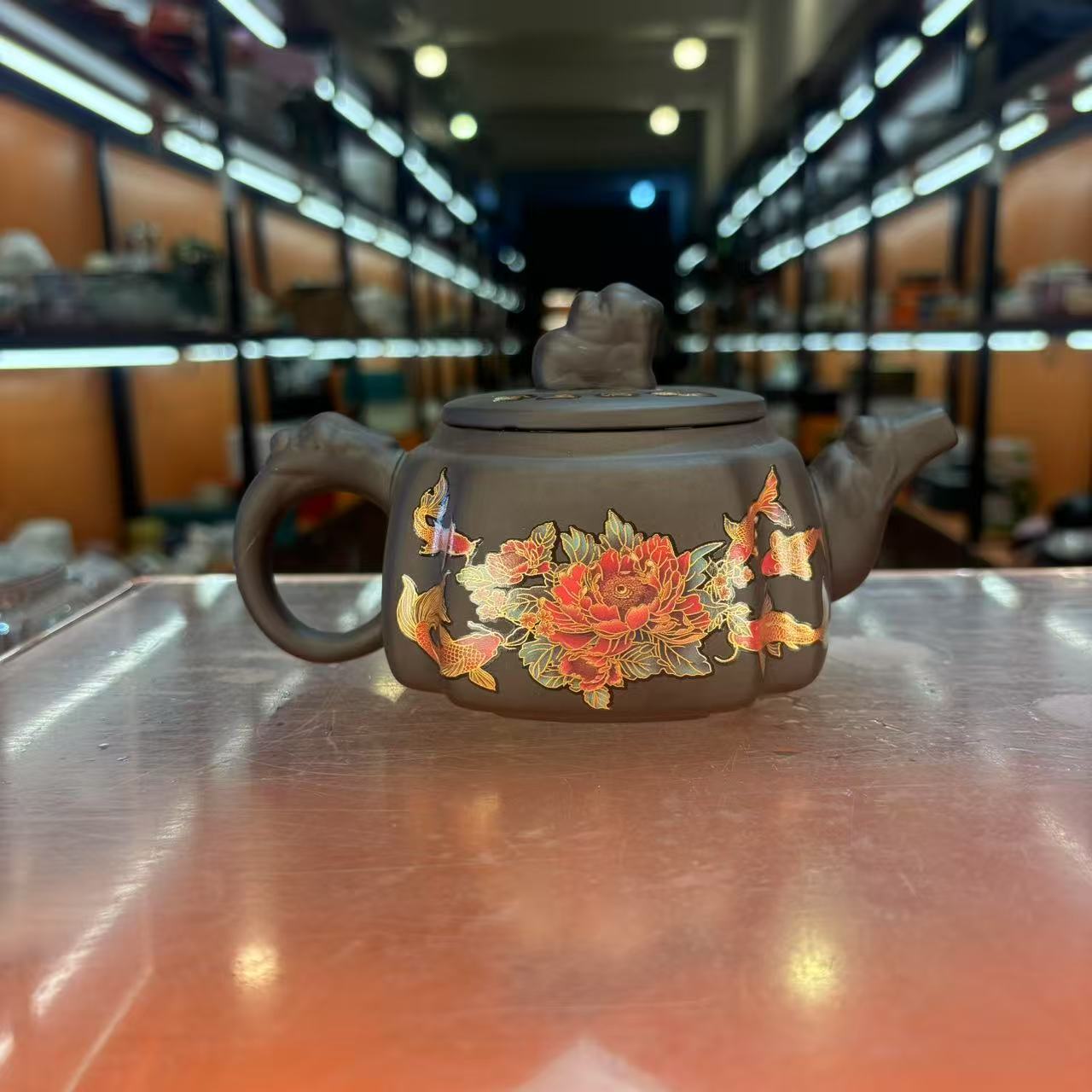 秋香茶具 黑泥金玉满堂四方变色壶-3159-0824