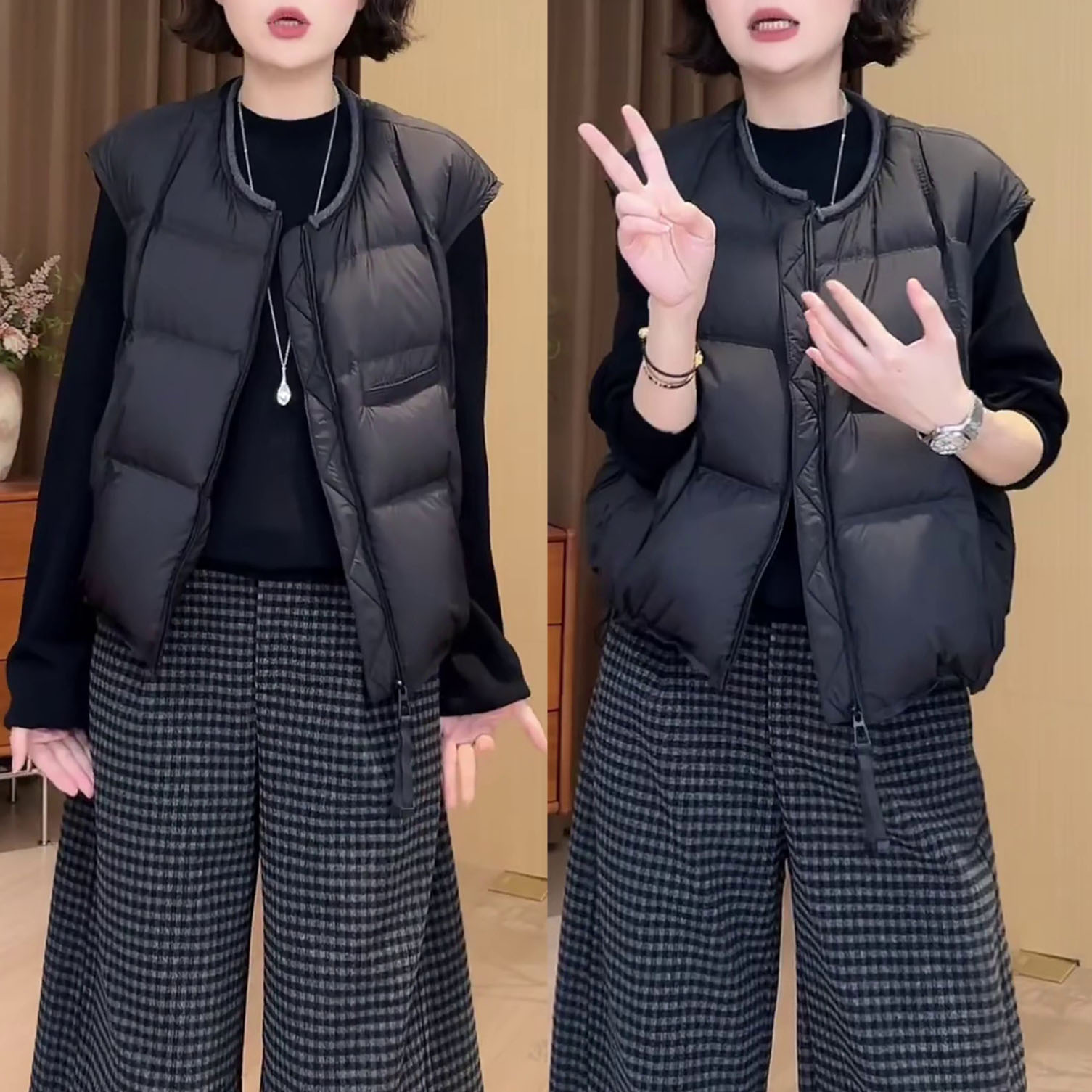 小个子韩版时尚百搭短款马夹2025秋冬宽松显瘦简约纯色无袖上衣女