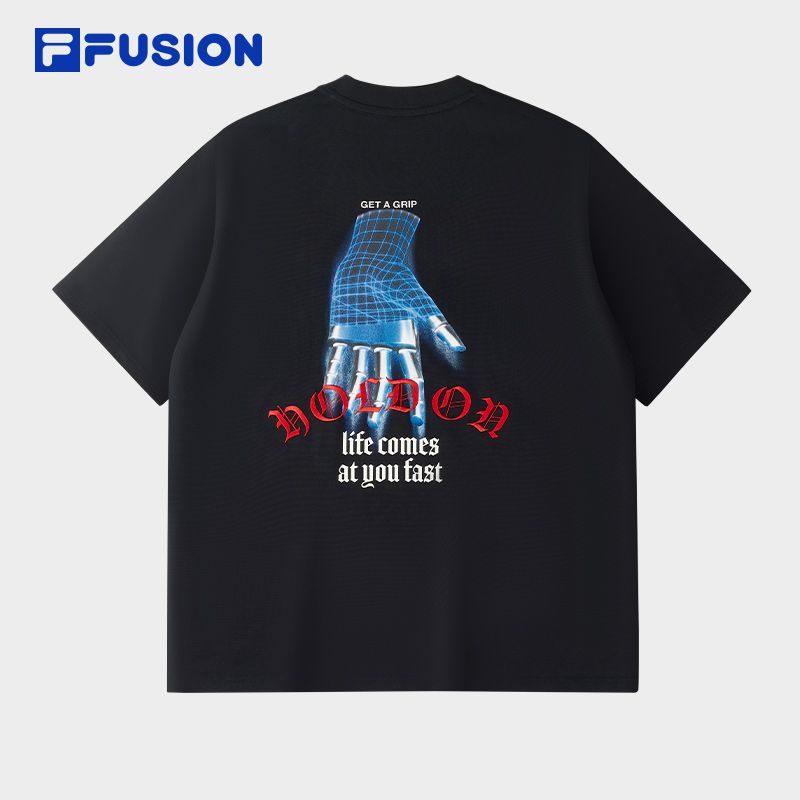 FILA斐乐纯棉透气短袖男T恤夏季运动休闲宽松圆领半袖T11U523108F