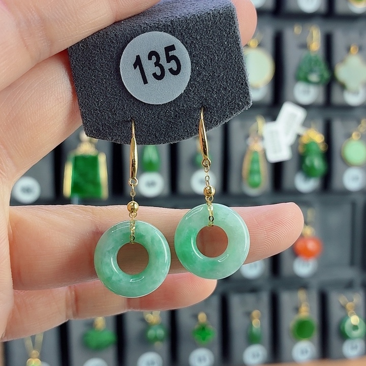 翡翠18K金镶嵌耳饰