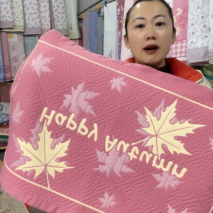 棉特价粉色大枫叶纯棉