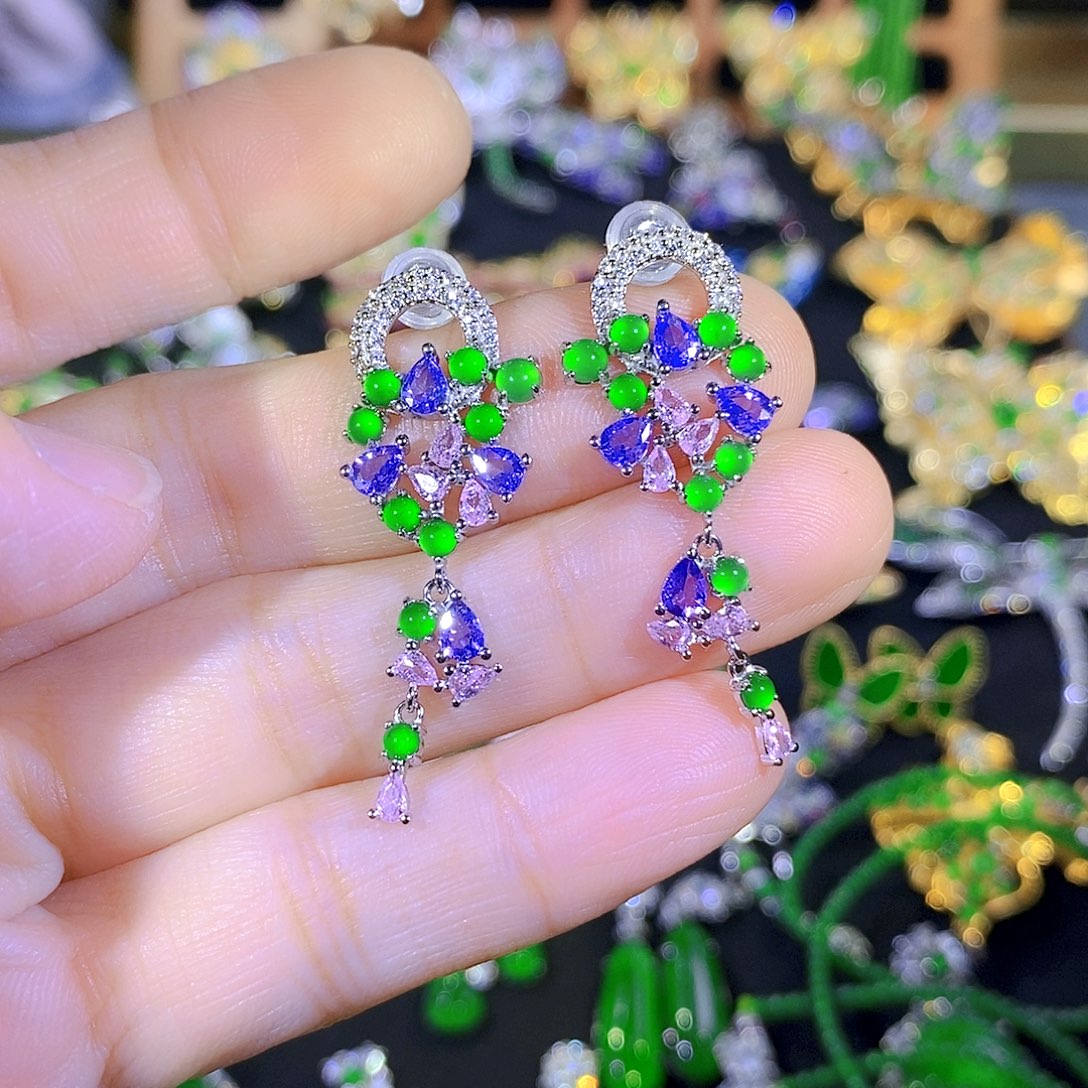 吊坠(不含链)银S925镶嵌翡翠