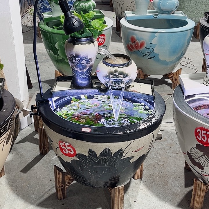 ****媛景德镇陶瓷鱼缸艺术流水