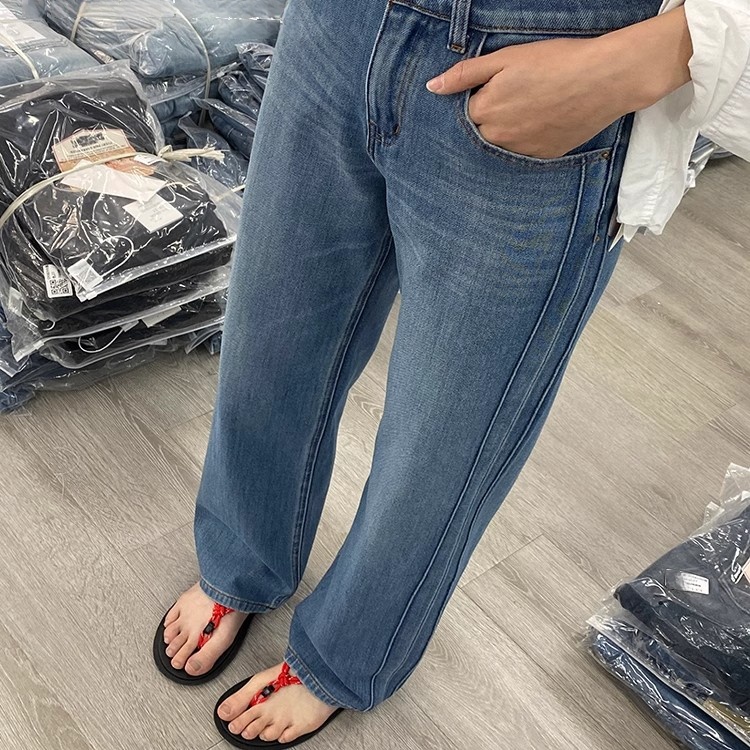 220A-1夏季牛仔裤女2025新款直筒裤时尚休闲显瘦高腰设计感百搭