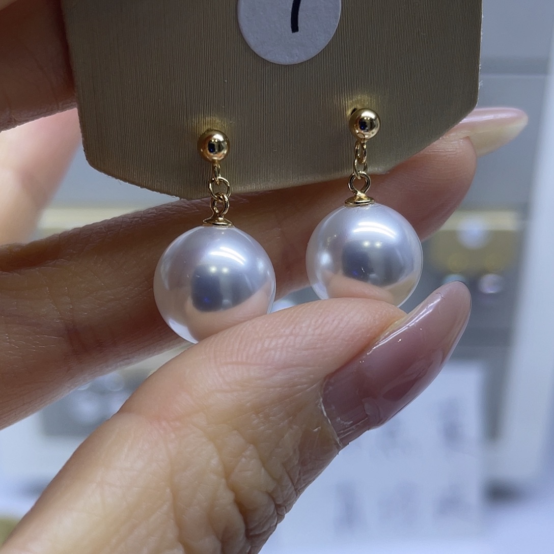 耳饰银S925镶嵌淡水珍珠