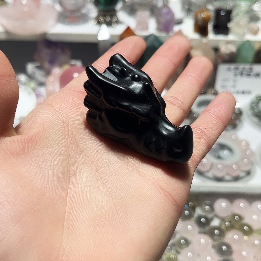 珠宝半成品银S925镶嵌紫晶雕刻件龙头