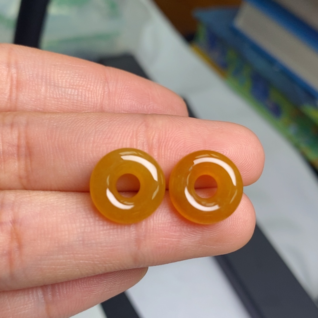 翡翠未镶嵌耳饰裸石冰红翡面包圈