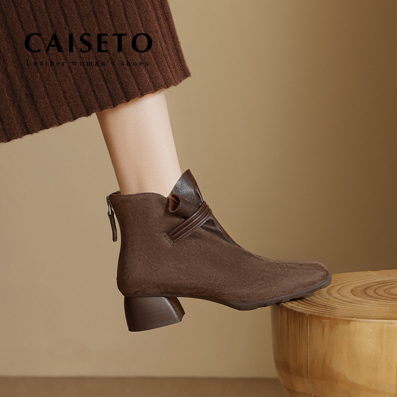 头层羊皮/4CM冬季新款时尚百搭休闲气质女靴5X252