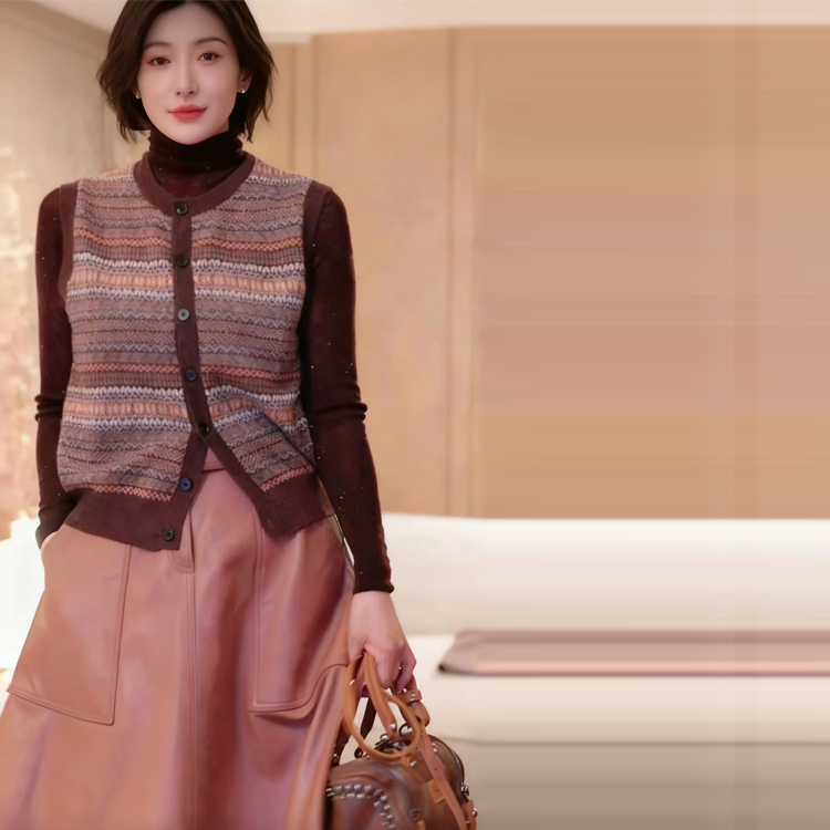 加厚提花保暖圆领马夹上衣秋冬休闲宽松型马甲背心毛衣马甲毛针织