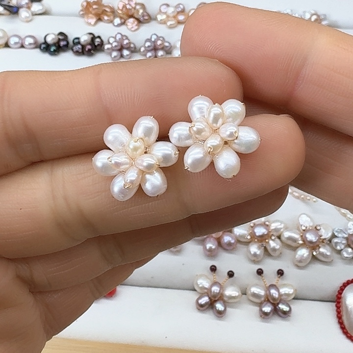 淡水珍珠耳饰银S925镶嵌