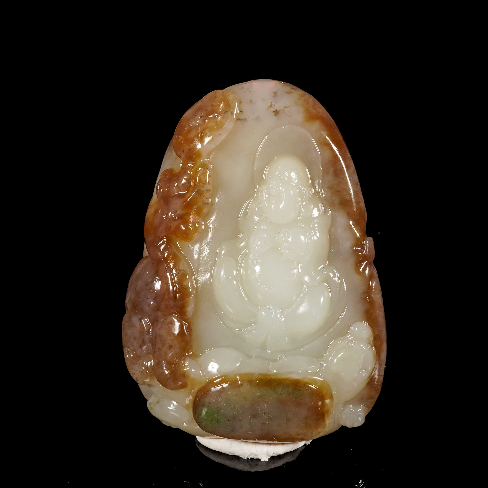 LOT.016和田玉巧雕瑞兽人物坠/X3060