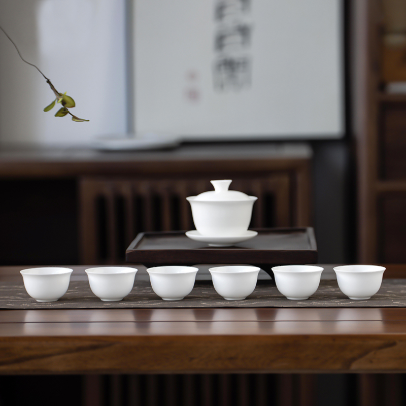 潮州骨瓷盖碗+6杯