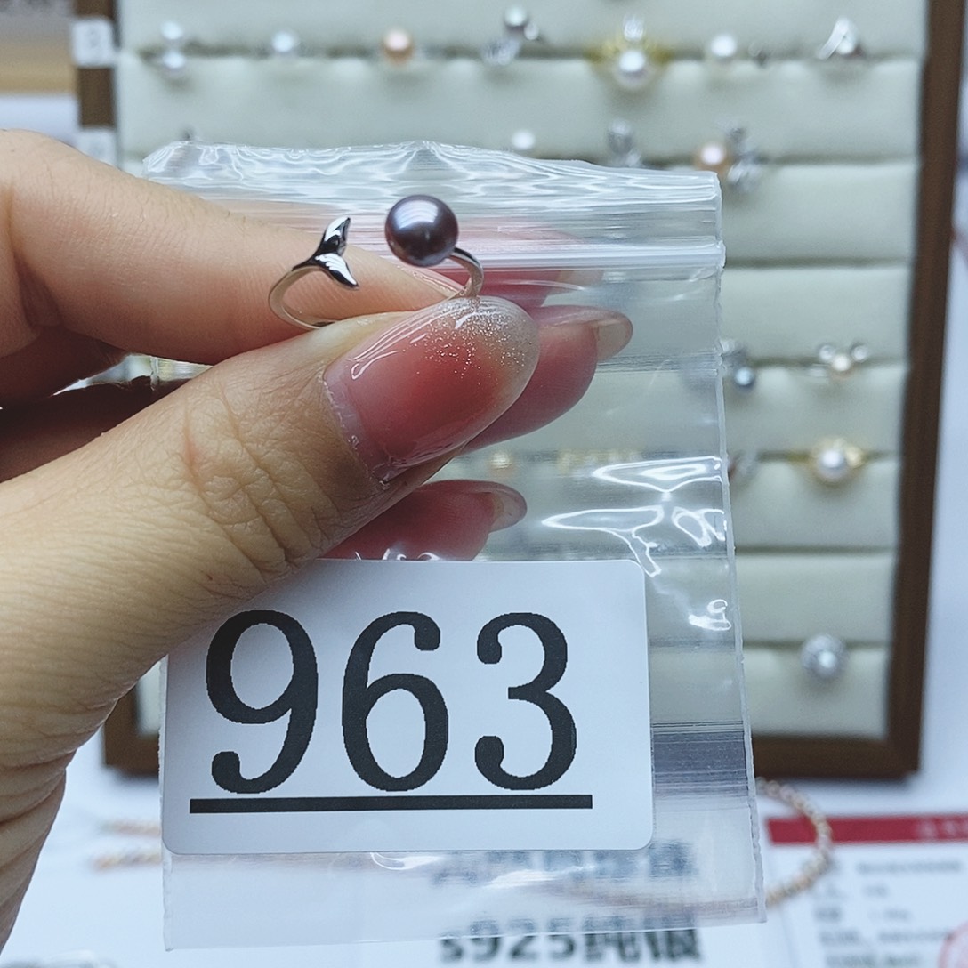 淡水珍珠戒指银S925镶嵌963