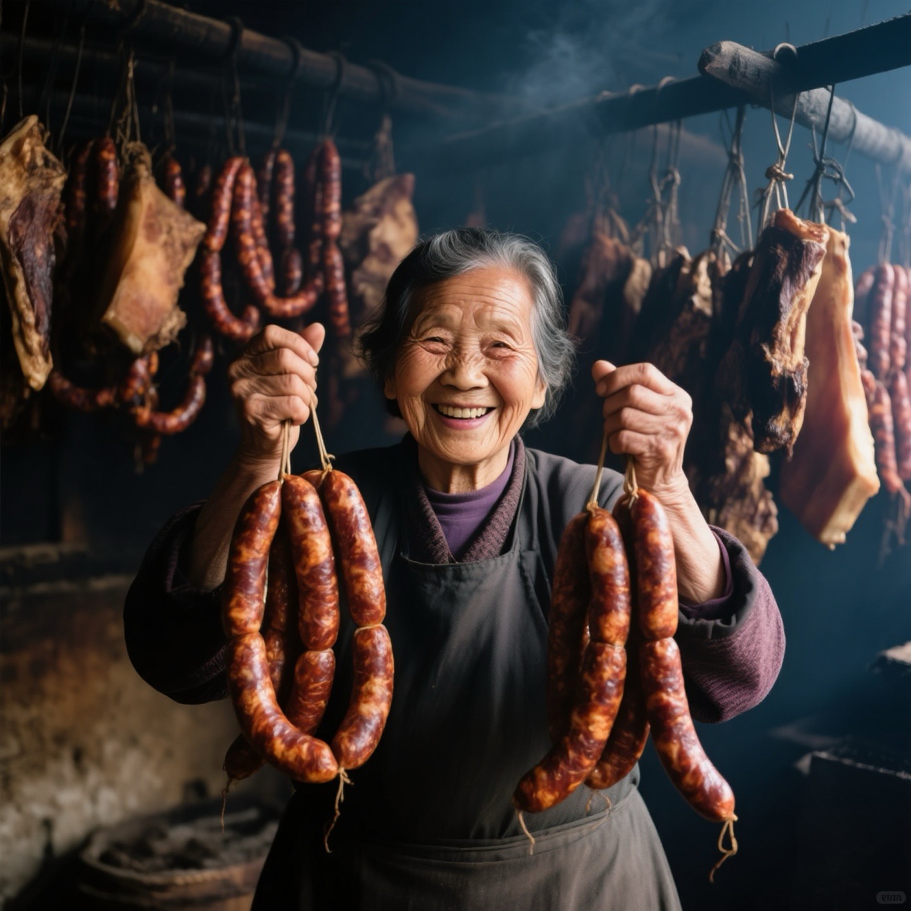 农家柏香丫烟熏腊肠腊肉腊味