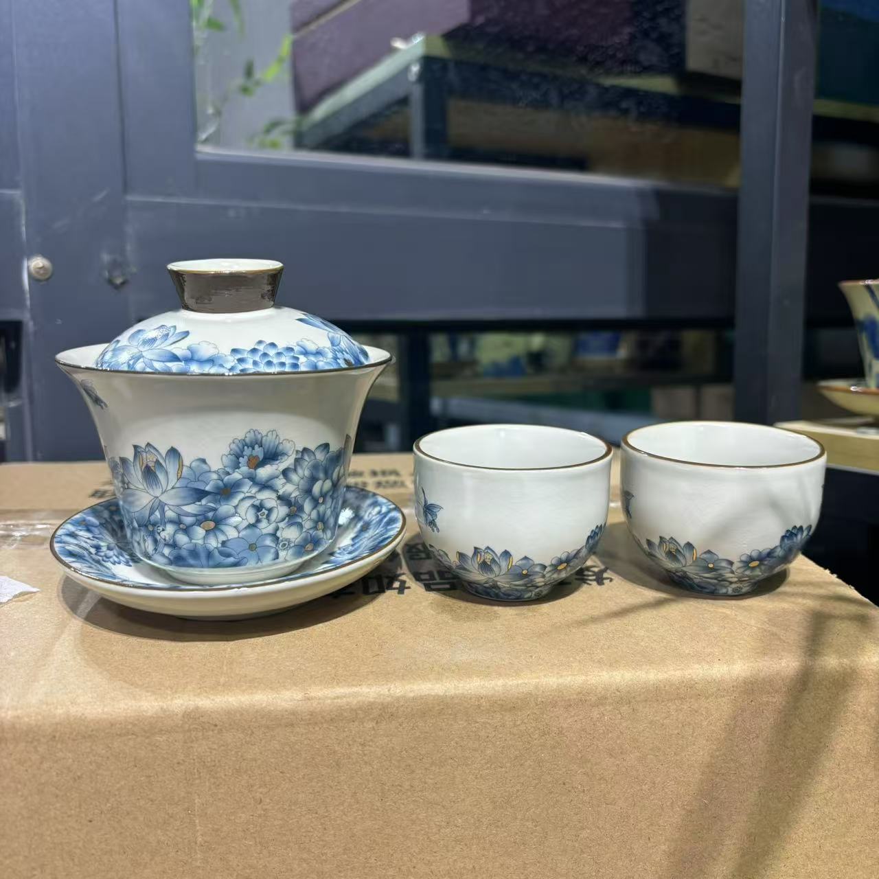 【中国邮政专属链接】满花三才盖碗配两杯bb064