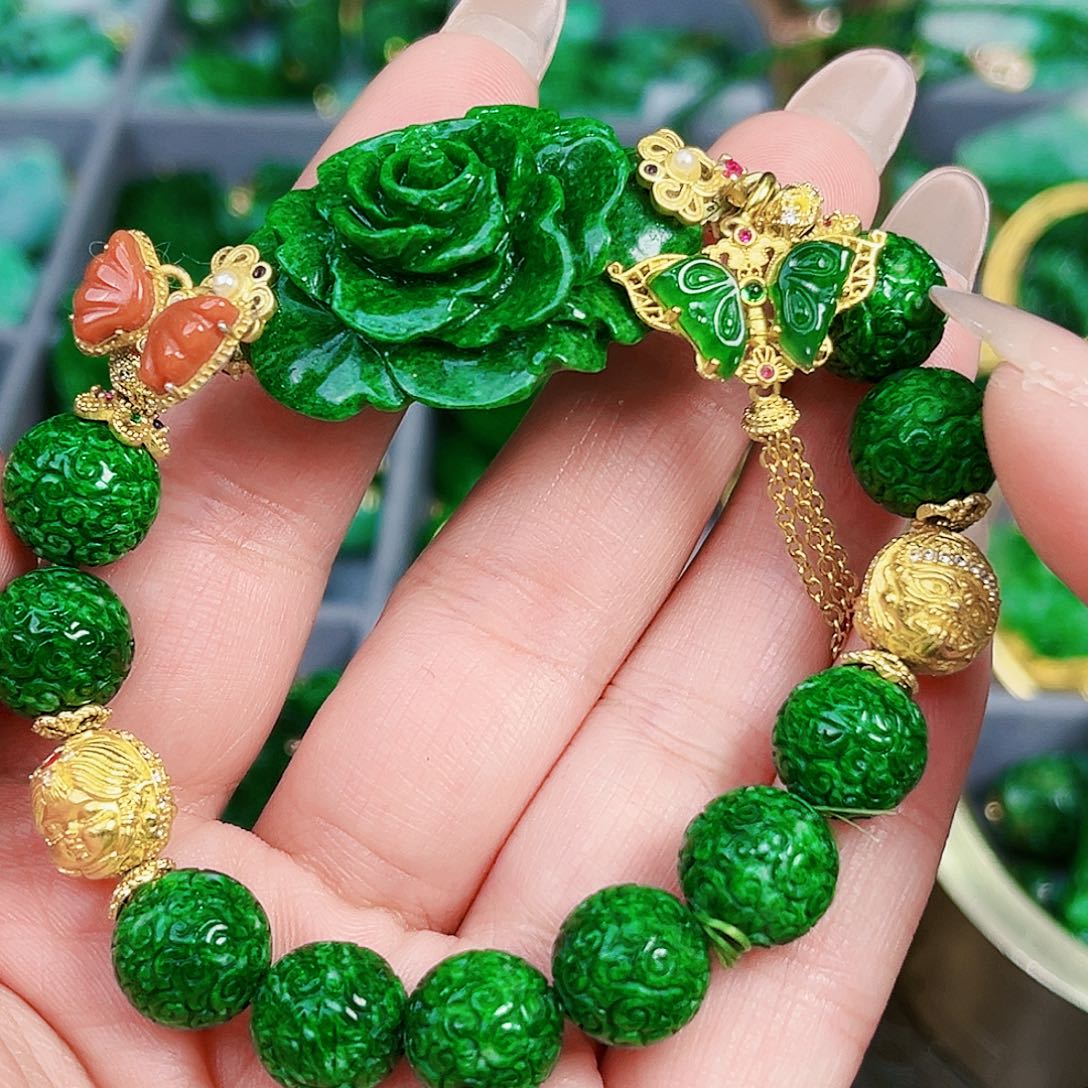 翡翠颈饰银S925镶嵌手链