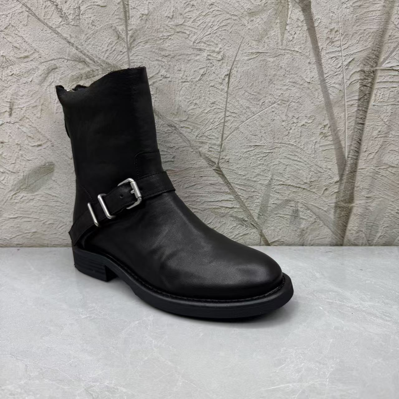 短靴女女靴子（牛皮）25-67 黑色