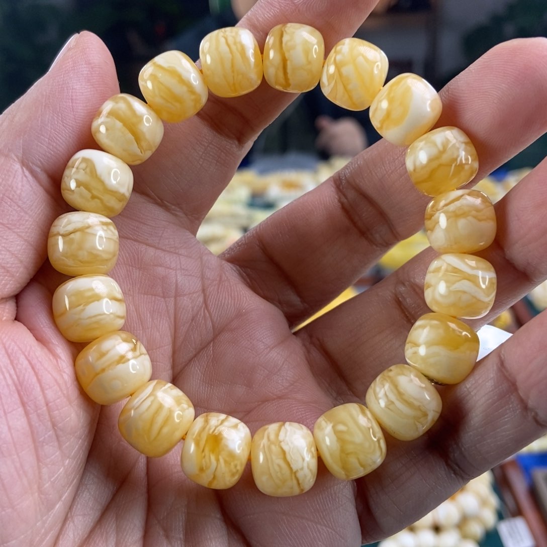 琥珀珠宝奇石未镶嵌12+虎皮纹同料串19.51