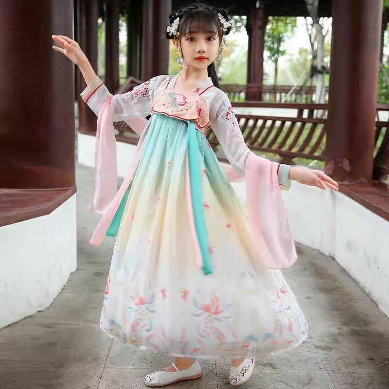 公主休闲风民族2025中国风女汉服春秋春夏飘逸小女孩仙女襦裙