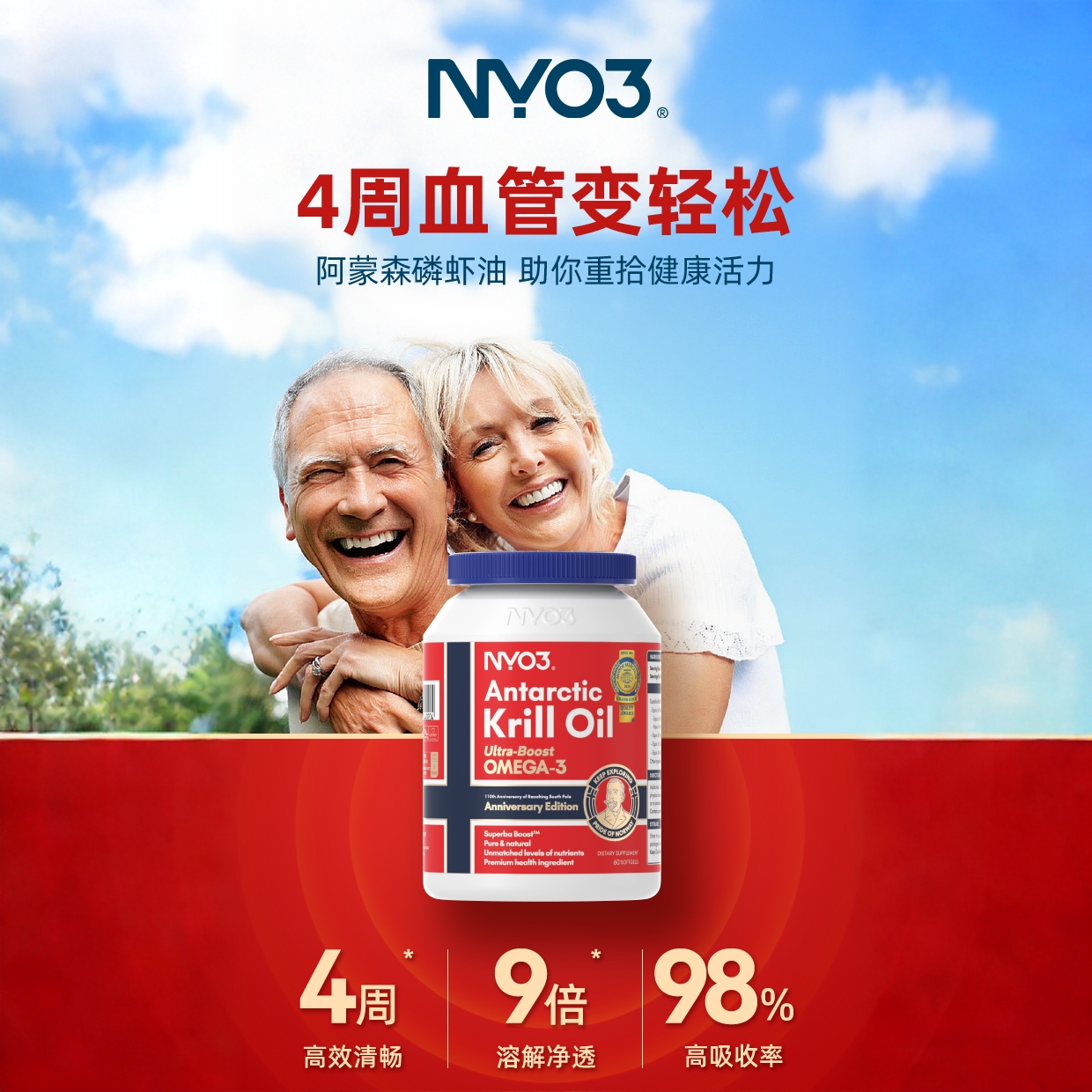 【心脑血管多重营养】NYO3阿蒙森纪念版纯非鱼油海洋磷脂进博会