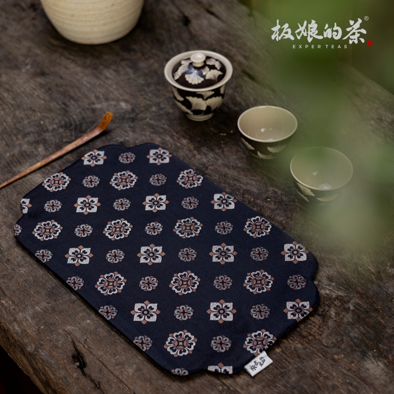 手工织锦宝相花茶席家用干泡桌垫茶道配件茶垫 31cm*19cm 
