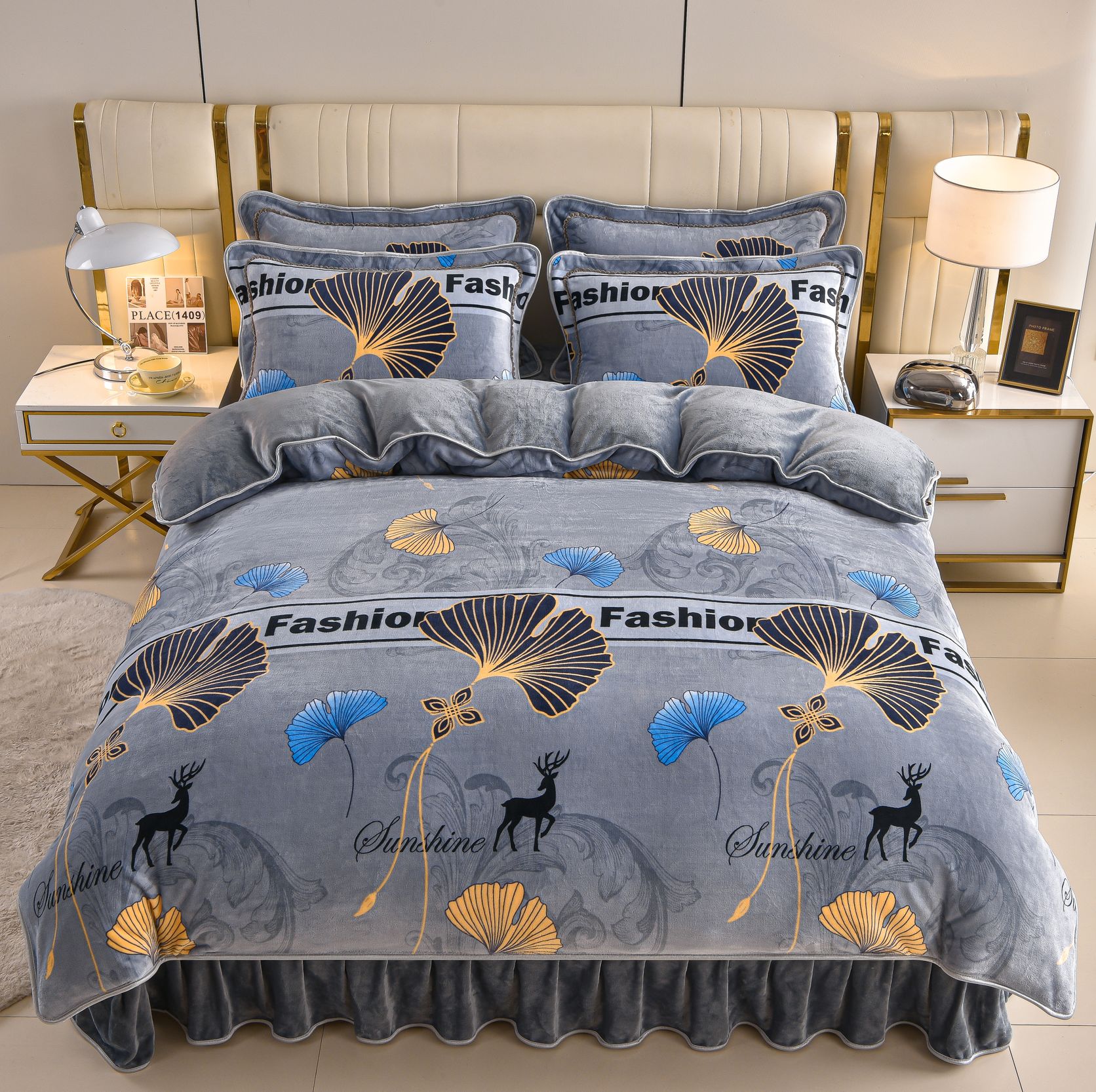 冬季保暖加绒加厚绒双面绒加绒加厚双面绒抗静电防滑牛奶绒四件套