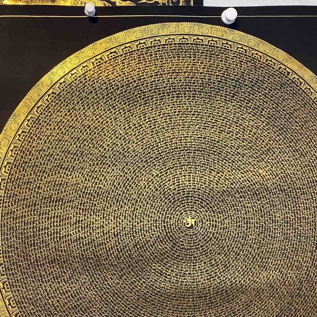 卷轴画望*纯手绘六字真言唐卡1米左右