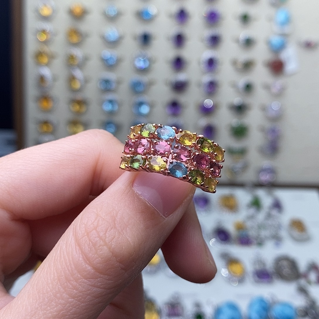 碧玺戒指银S925镶嵌（一物一证）