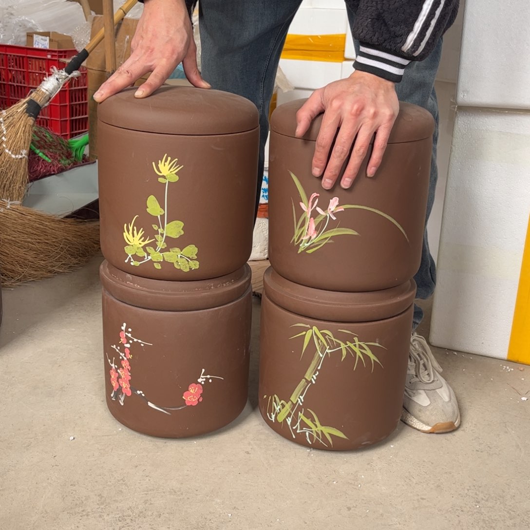 紫砂茶叶罐梅兰竹菊