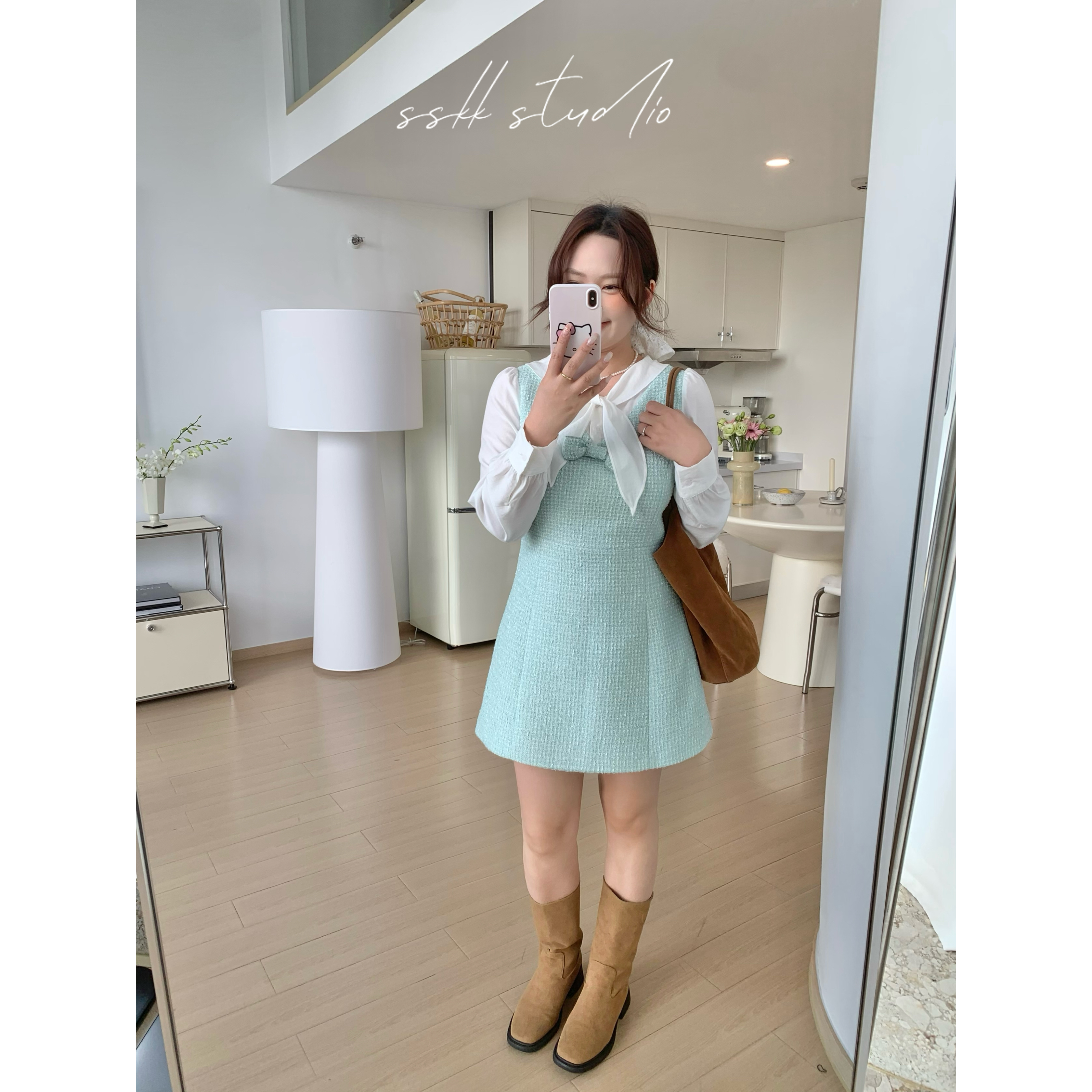 KMZY/KMZY山_山【长岛初秋】微胖女装韩版秋冬小香拼接假两件连衣裙