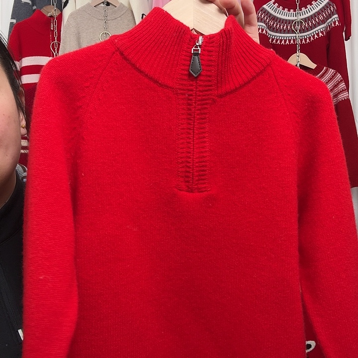 半拉链纯色红色120鑫