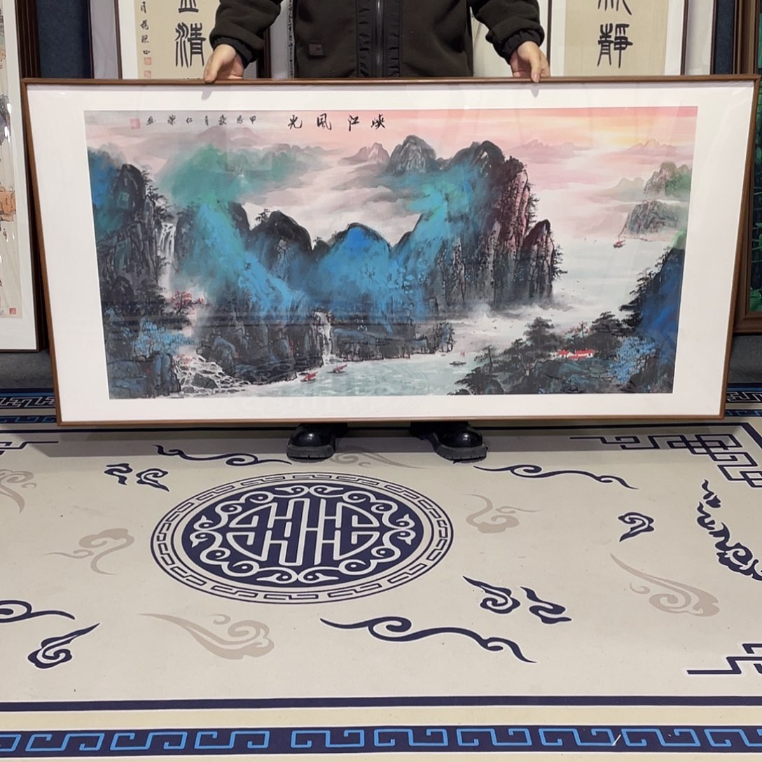 国画手绘画作品带框