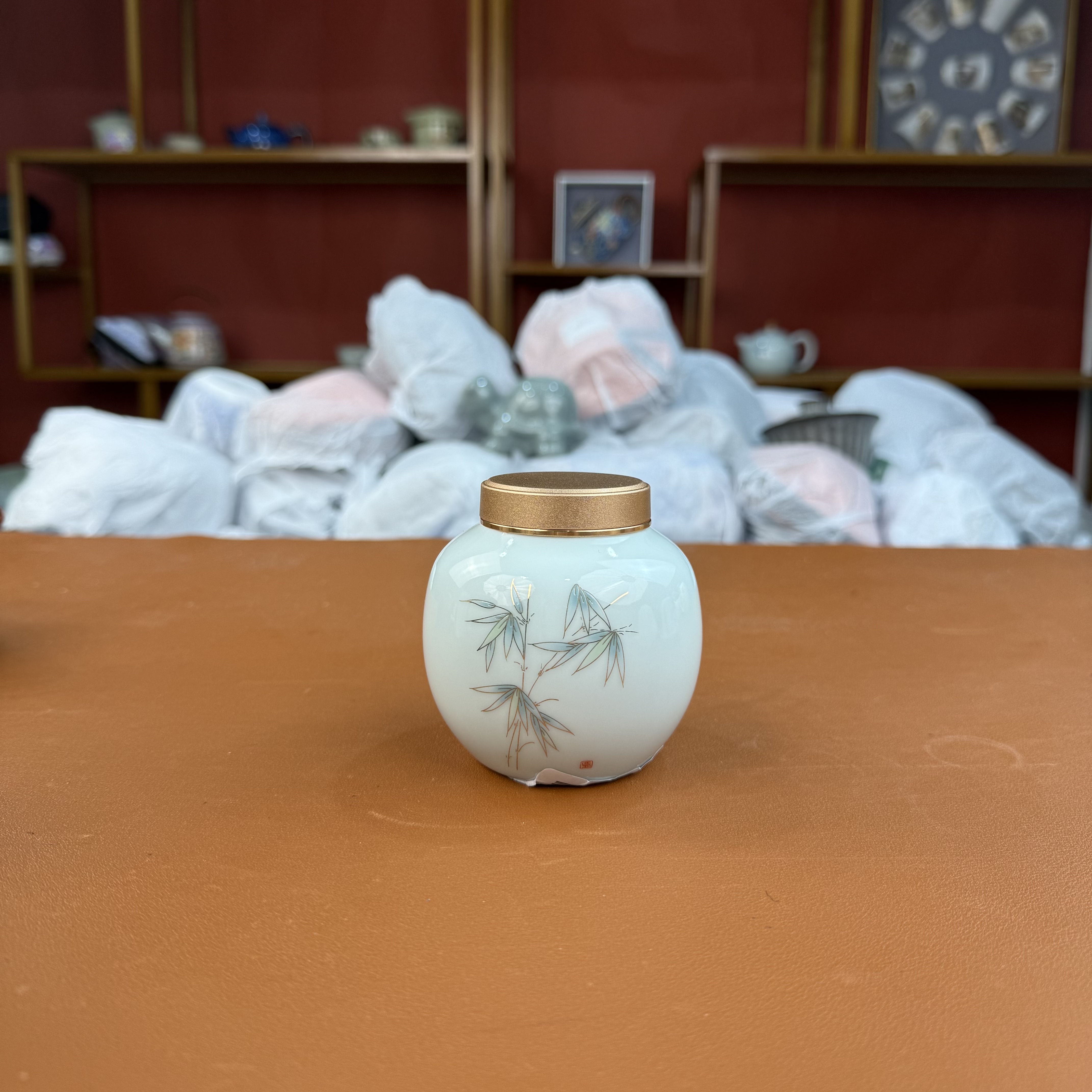 竹子合金茶叶罐  清仓@@C479