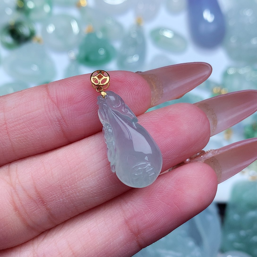 翡翠吊坠(不含链)18K金镶嵌