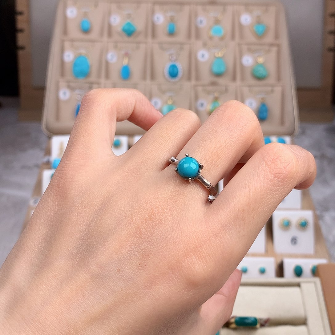 绿松石戒指银S925镶嵌