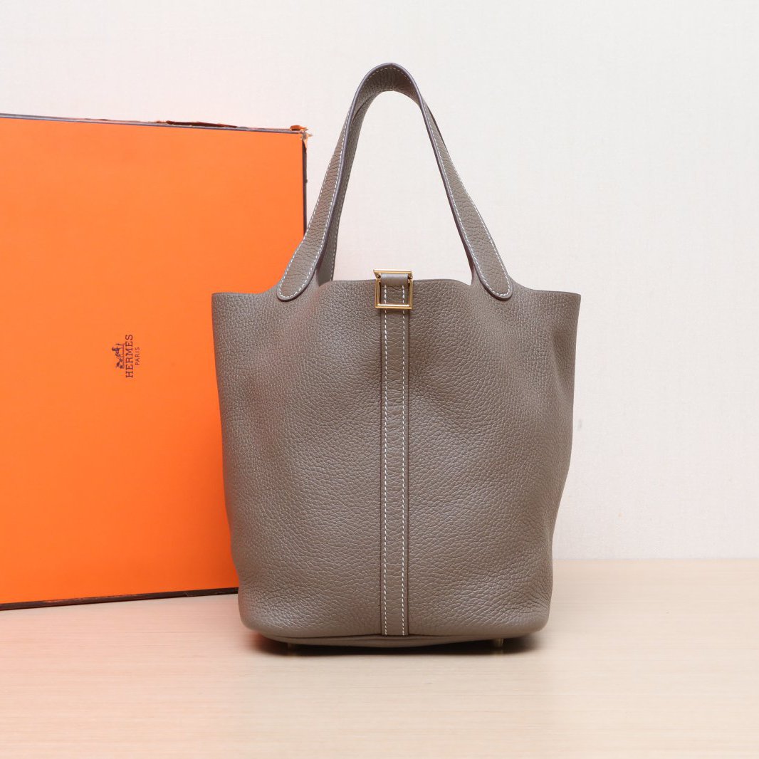 99新 Hermes/爱马仕 【66活动】 22 菜篮子 大象灰 Z刻 金扣